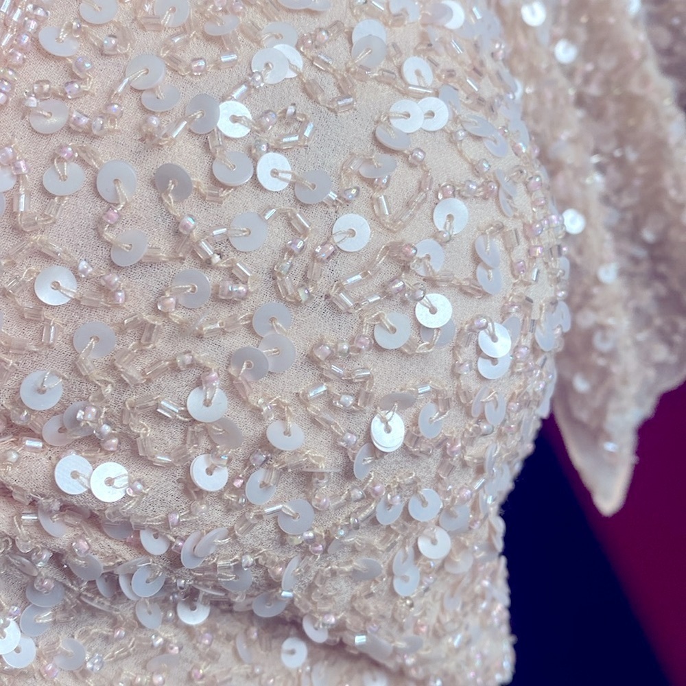 90’s Vintage Adrianna Papell Beaded Sequin top V-neck Flutter Sleeve Size Medium - Picture 7 of 10
